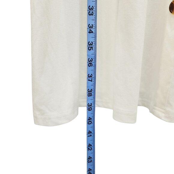 White Button-Down Midi Dress V-Neckline Three-Quarter Sleeves 2XL Womens - Picture 7 of 9